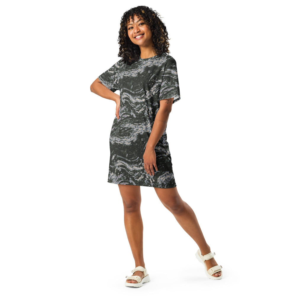 South Korean Marine Digital Tiger Stripe WAVEPAT CAMO T-shirt dress - Womens T-Shirt Dress