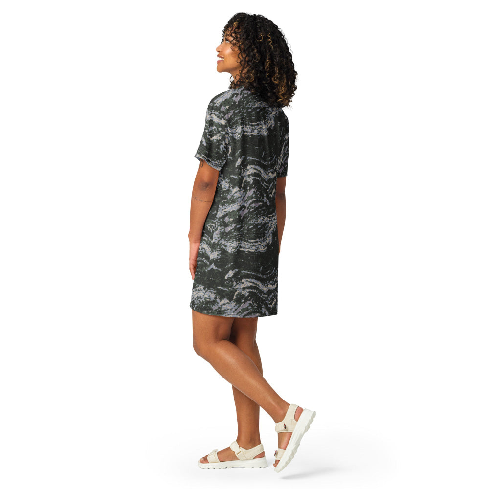 South Korean Marine Digital Tiger Stripe WAVEPAT CAMO T-shirt dress - Womens T-Shirt Dress