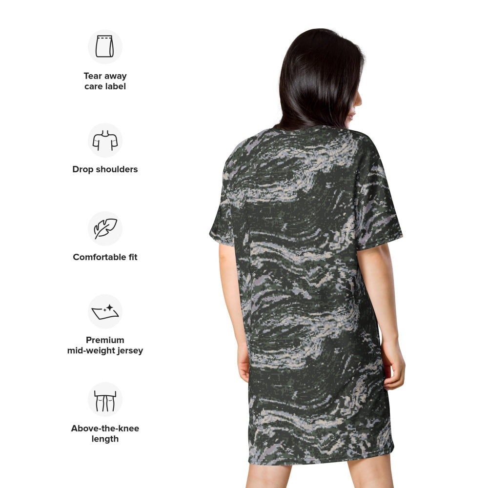 South Korean Marine Digital Tiger Stripe WAVEPAT CAMO T-shirt dress - Womens T-Shirt Dress