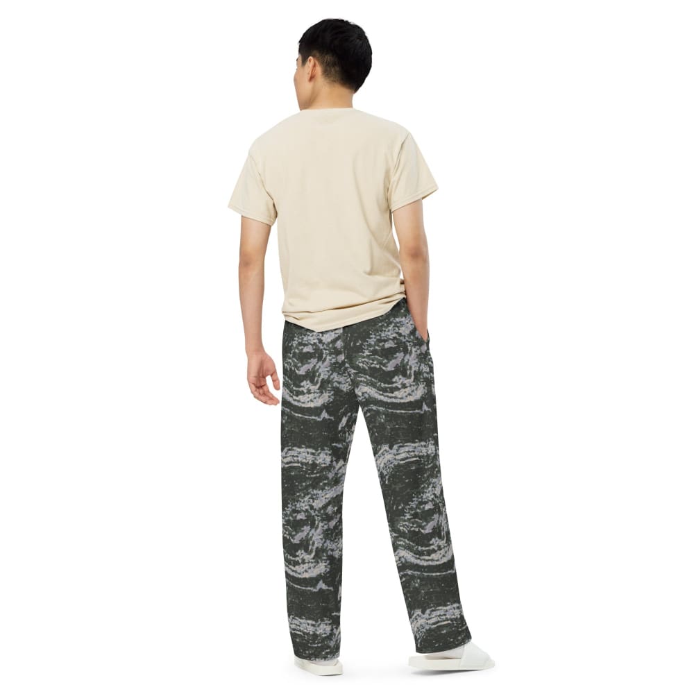 South Korean Marine Digital Tiger Stripe WAVEPAT CAMO unisex wide-leg pants - Unisex Wide-Leg Pants