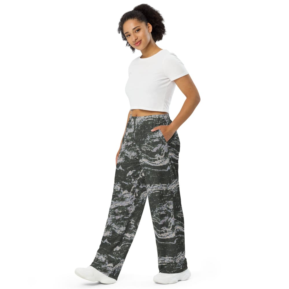 South Korean Marine Digital Tiger Stripe WAVEPAT CAMO unisex wide-leg pants - Unisex Wide-Leg Pants