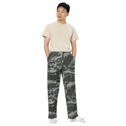 South Korean Marine Digital Tiger Stripe WAVEPAT CAMO unisex wide-leg pants - Unisex Wide-Leg Pants