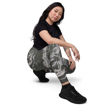 South Korean Marine Digital Tiger Stripe WAVEPAT CAMO Women’s Leggings with pockets
