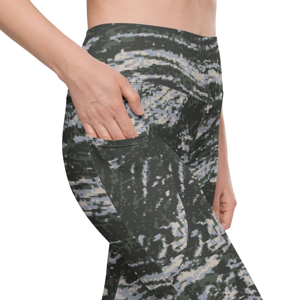 South Korean Marine Digital Tiger Stripe WAVEPAT CAMO Leggings with pockets - Womens With Pockets