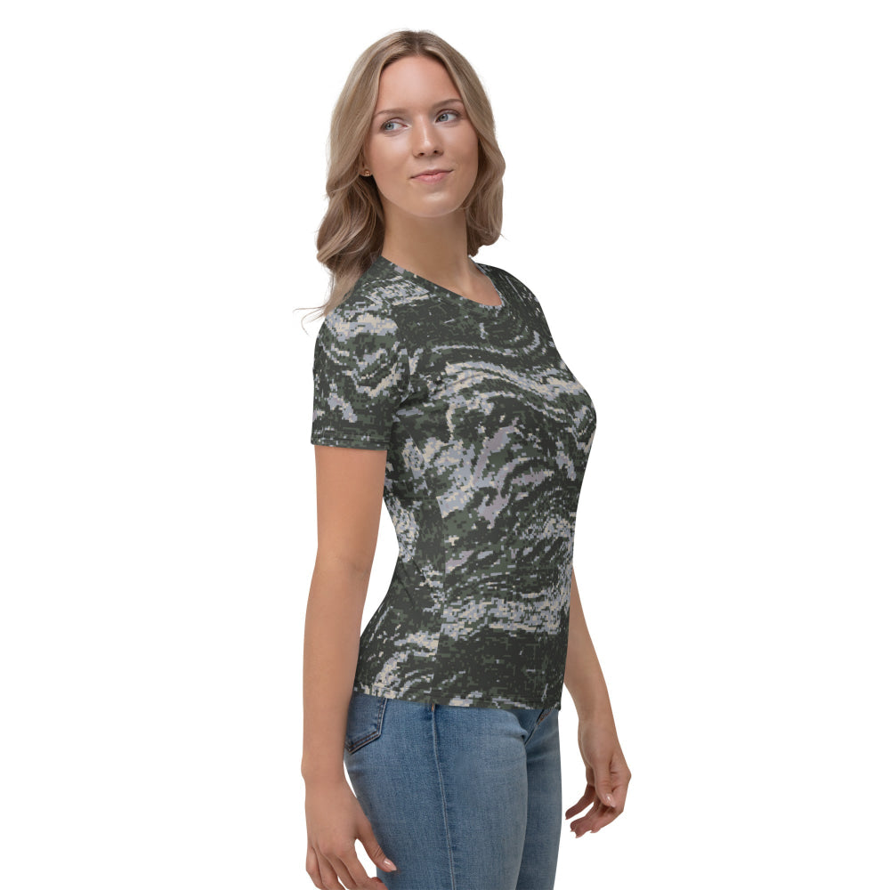 South Korean Marine Digital Tiger Stripe WAVEPAT CAMO Women’s T-shirt - Womens T-Shirt