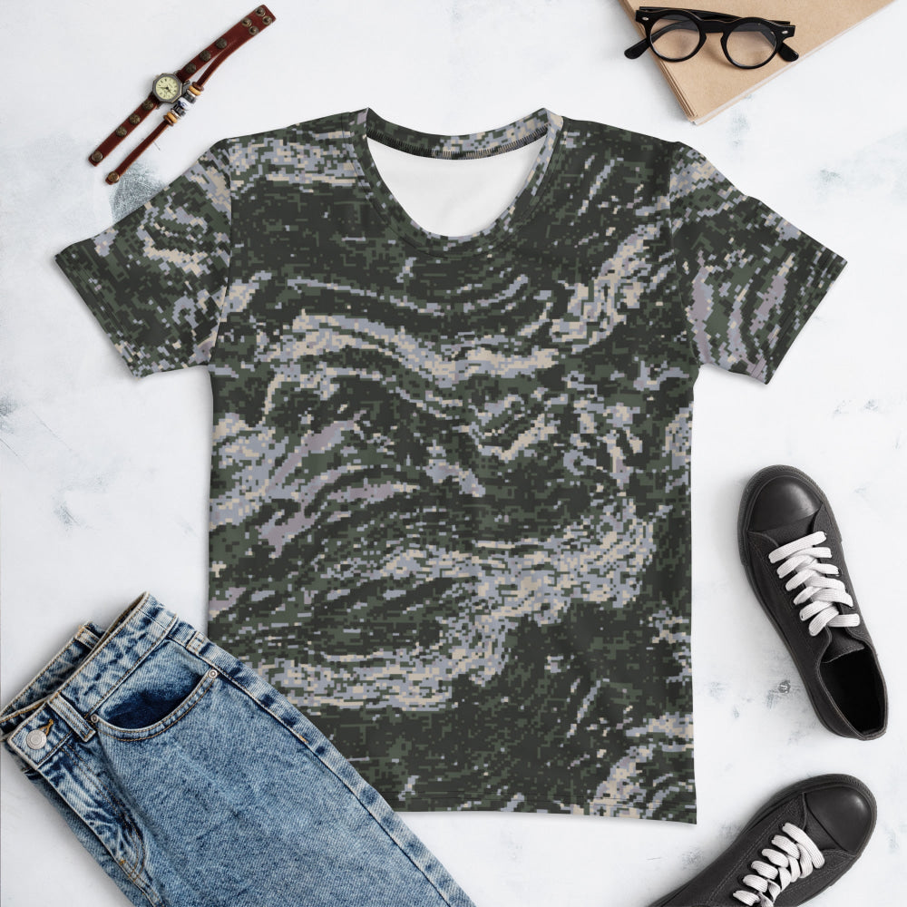 South Korean Marine Digital Tiger Stripe WAVEPAT CAMO Women’s T-shirt - Womens T-Shirt