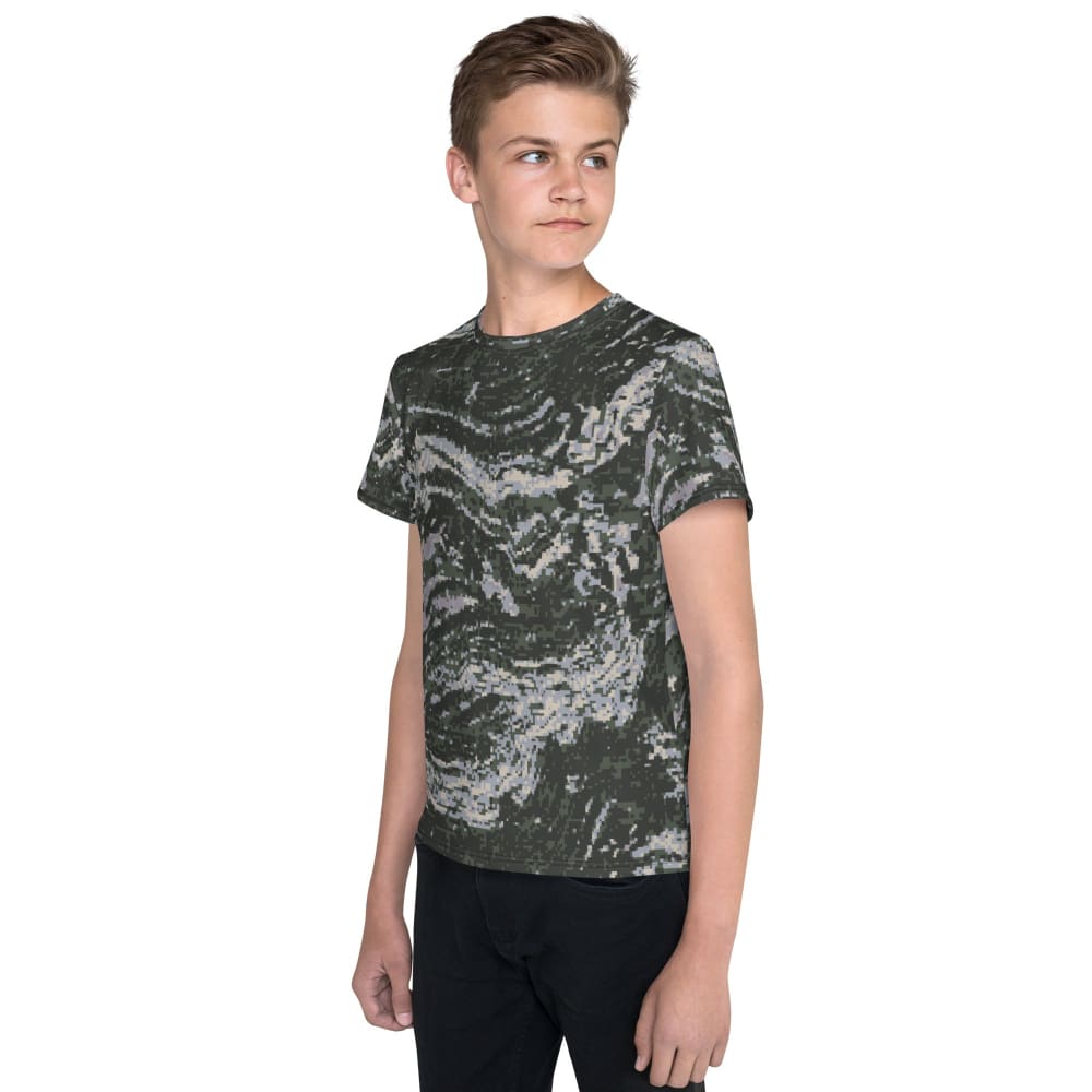 South Korean Marine Digital Tiger Stripe WAVEPAT CAMO Youth crew neck t-shirt