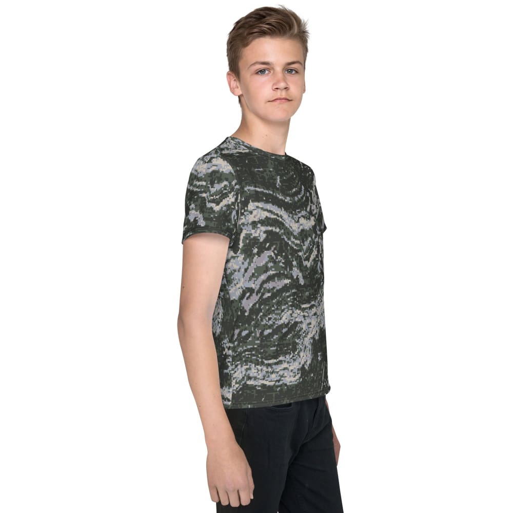 South Korean Marine Digital Tiger Stripe WAVEPAT CAMO Youth crew neck t-shirt