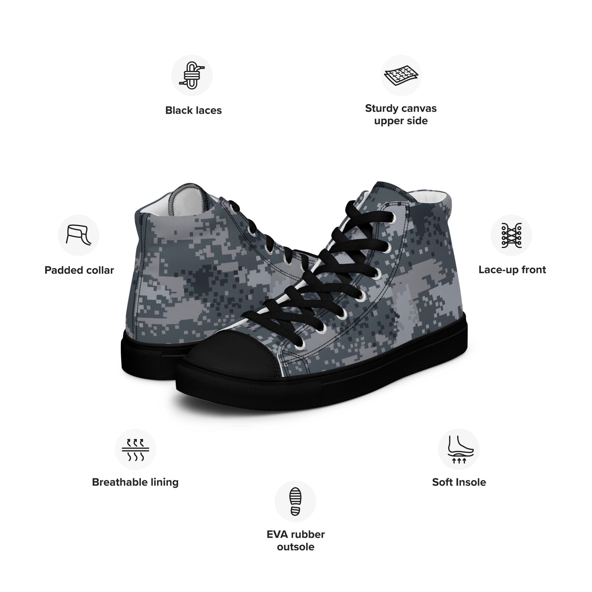 South Korean ROK Digital Salvage & Rescue CAMO Mens high top canvas shoes - High Top Canvas Shoes