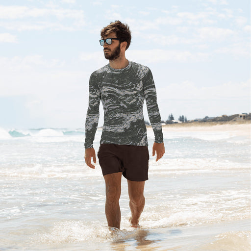 Tiger Stripe Korean Digital CAMO Mens Long-Sleeve Rash Guard - XS