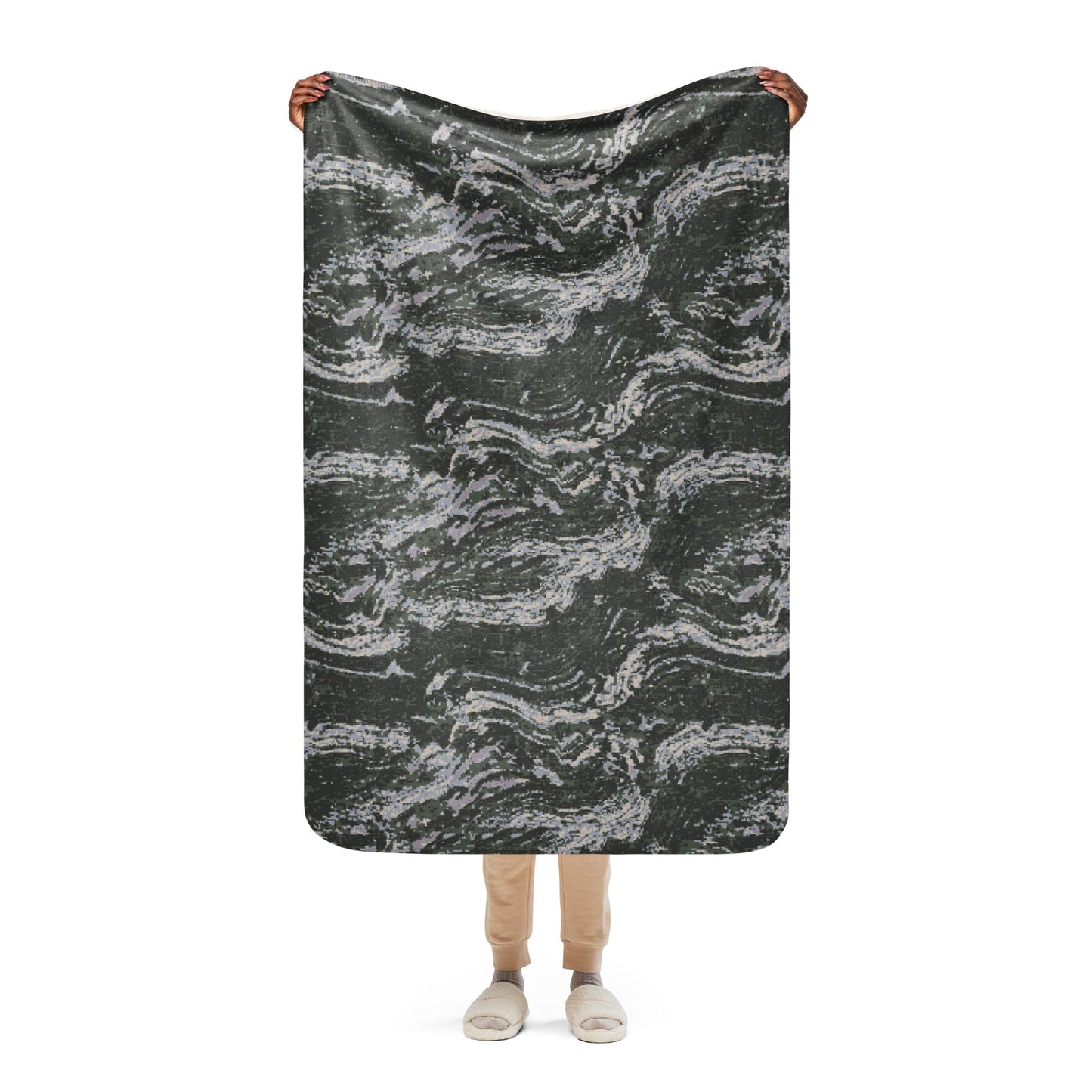 South Korean ROK Digital Tiger Stripe CAMO Sherpa blanket - 37″×57″ - Blankets