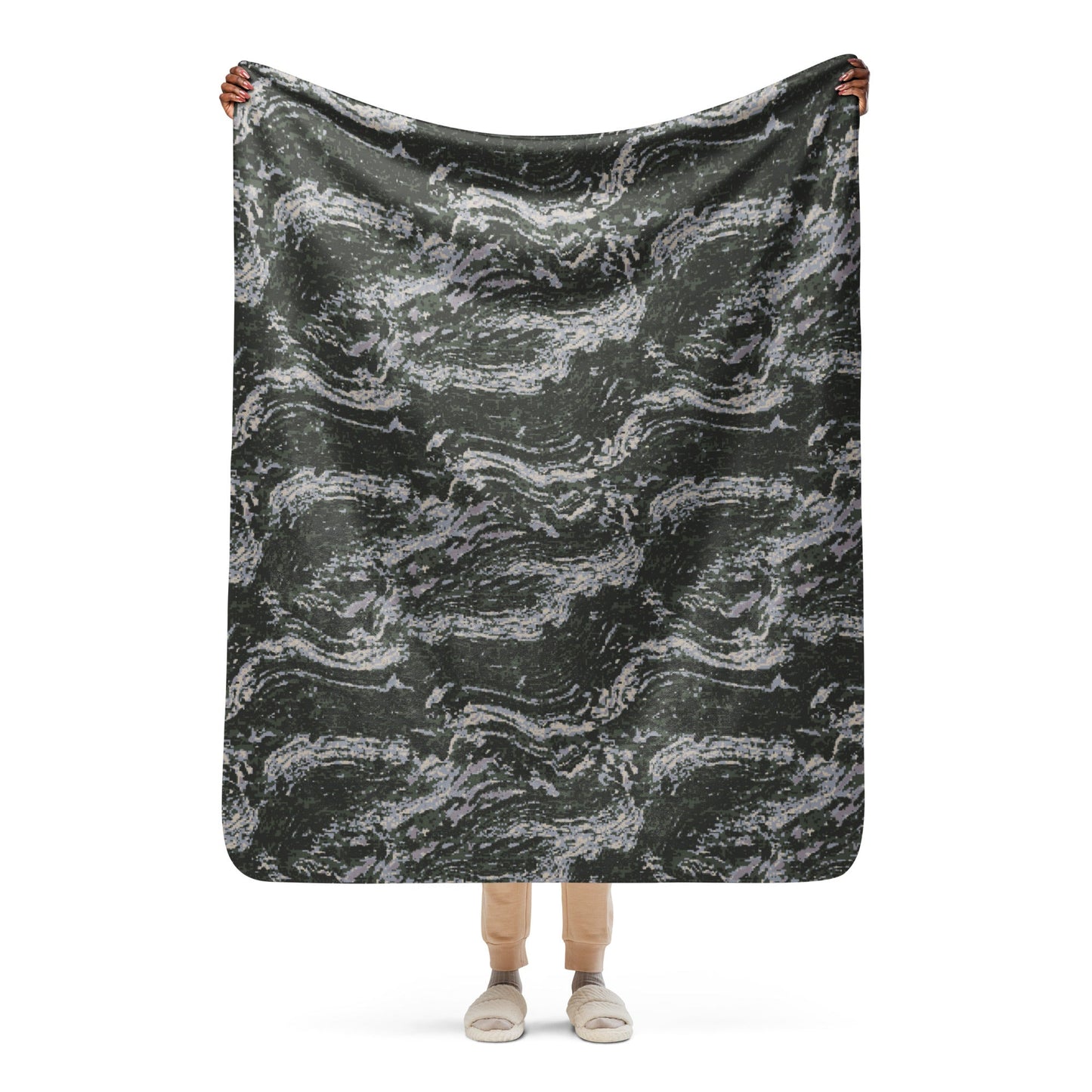 South Korean ROK Digital Tiger Stripe CAMO Sherpa blanket - 50″×60″ - Blankets