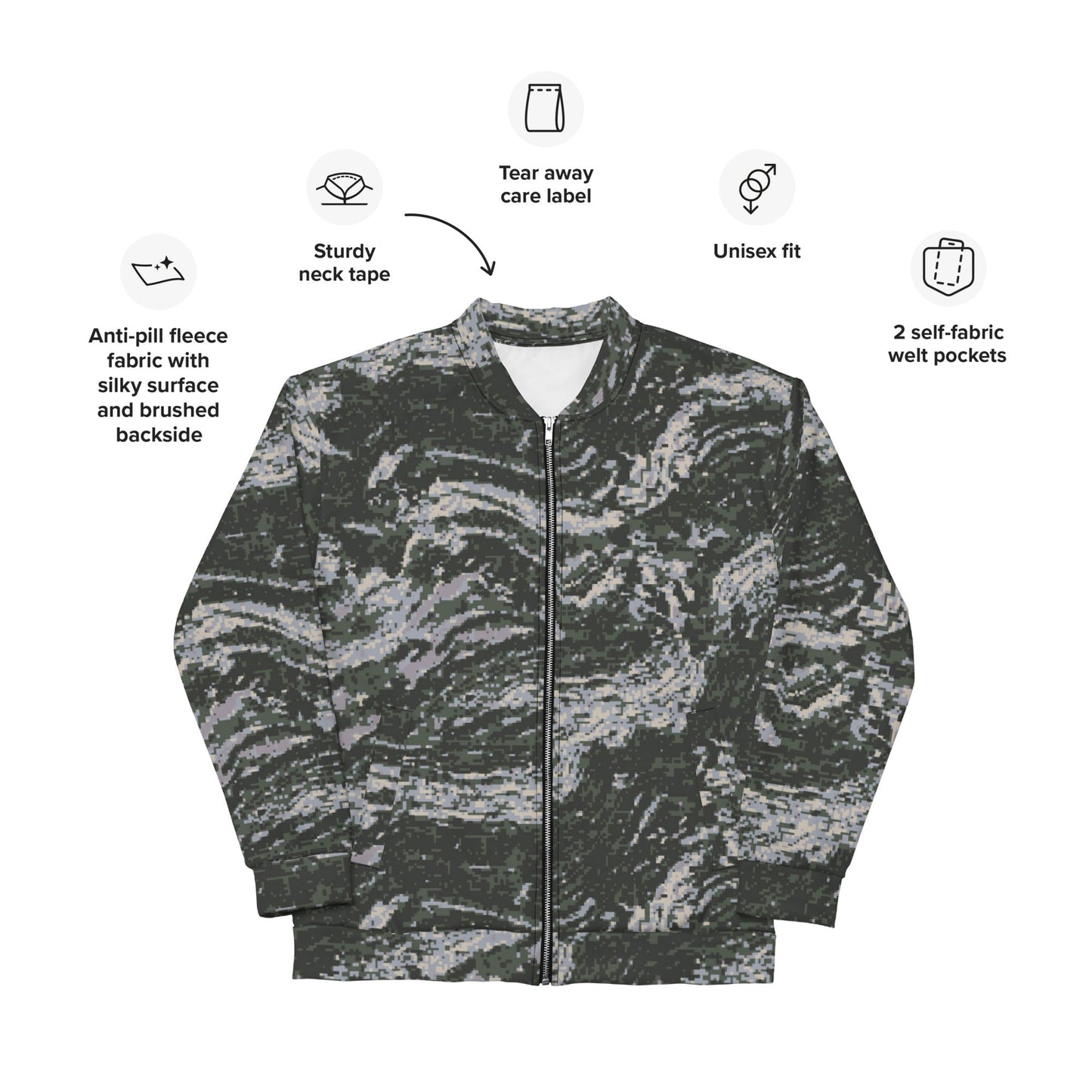 South Korean ROK Digital Tiger Stripe CAMO Unisex Bomber Jacket - Jackets