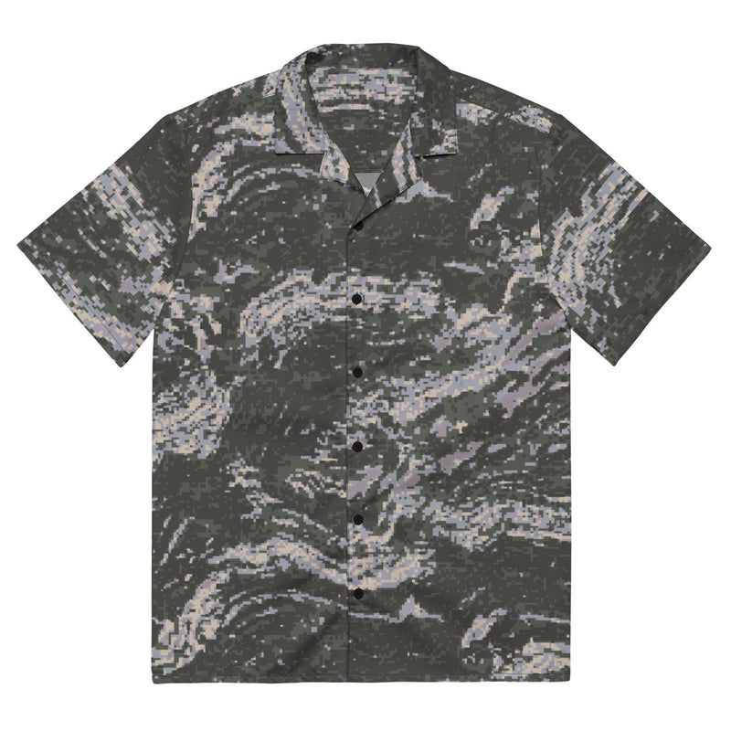Tiger Stripe Korean Digital CAMO Unisex Short-Sleeve Button Shirt - 2XS - Button-Up