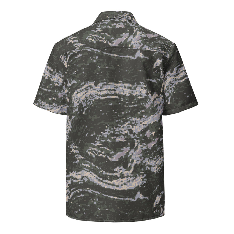Tiger Stripe Korean Digital CAMO Unisex Short-Sleeve Button Shirt - Button-Up