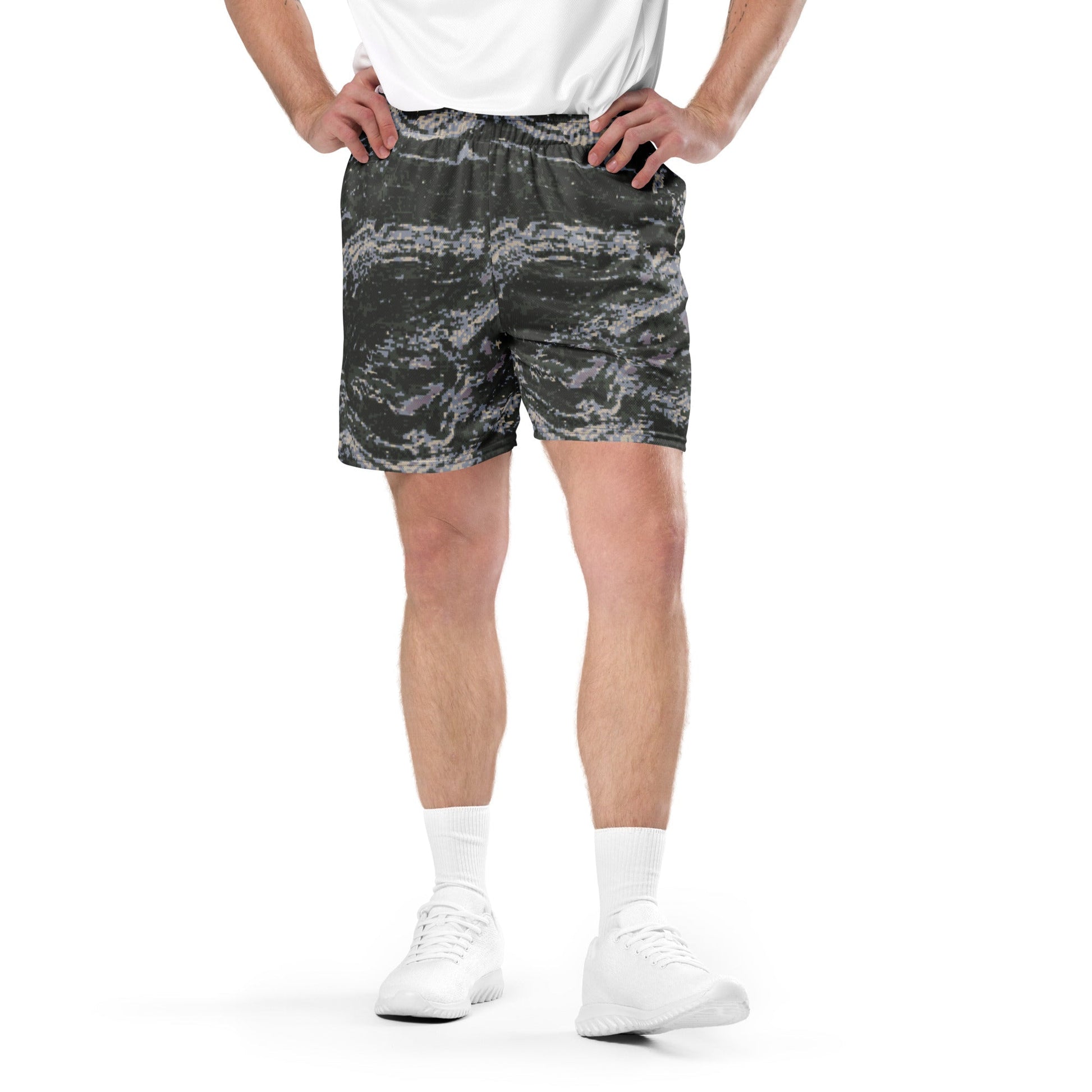 South Korean ROK Digital Tiger Stripe CAMO Unisex mesh shorts - 2XS - Mesh Shorts