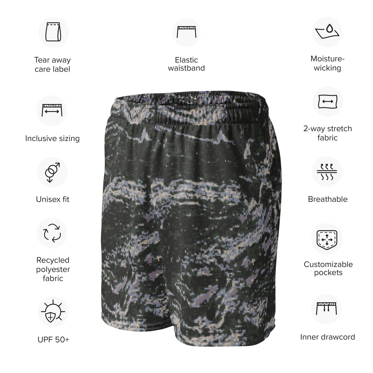 South Korean ROK Digital Tiger Stripe CAMO Unisex mesh shorts - Mesh Shorts