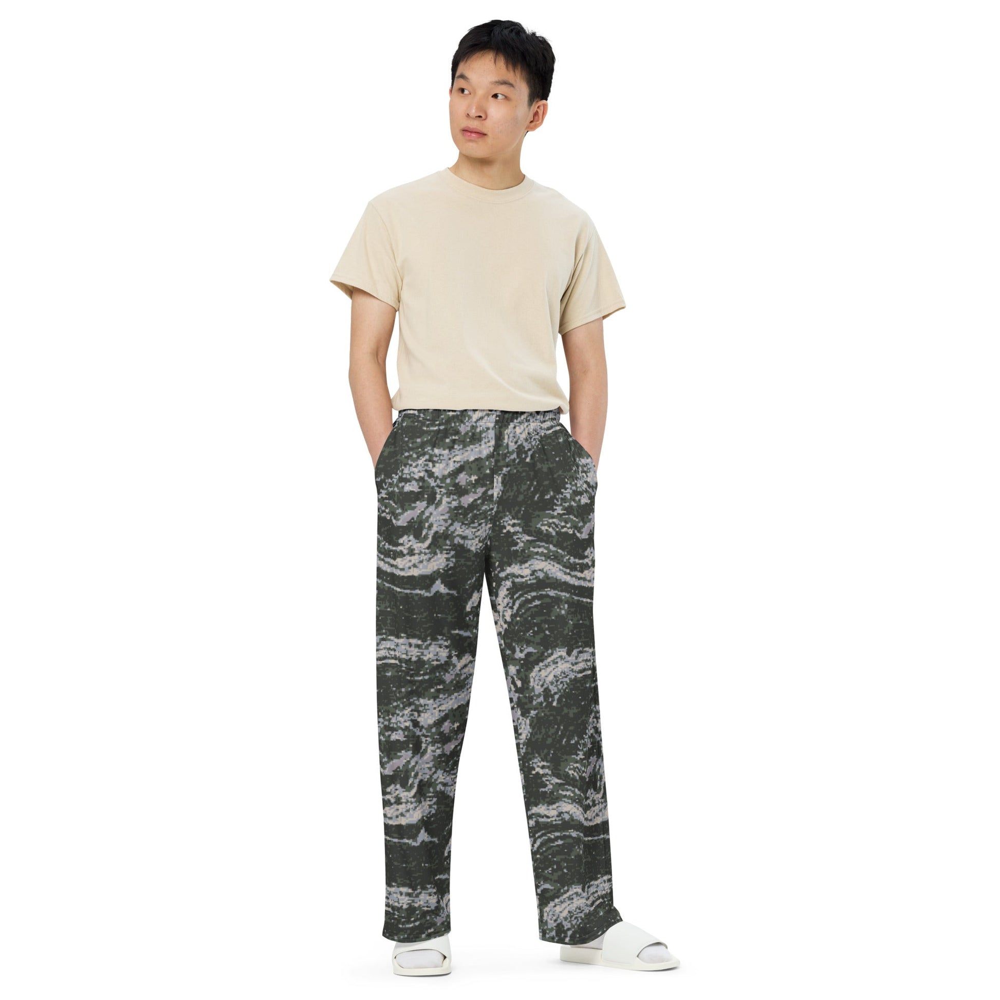 South Korean ROK Digital Tiger Stripe CAMO unisex wide-leg pants - Wide-leg Pants