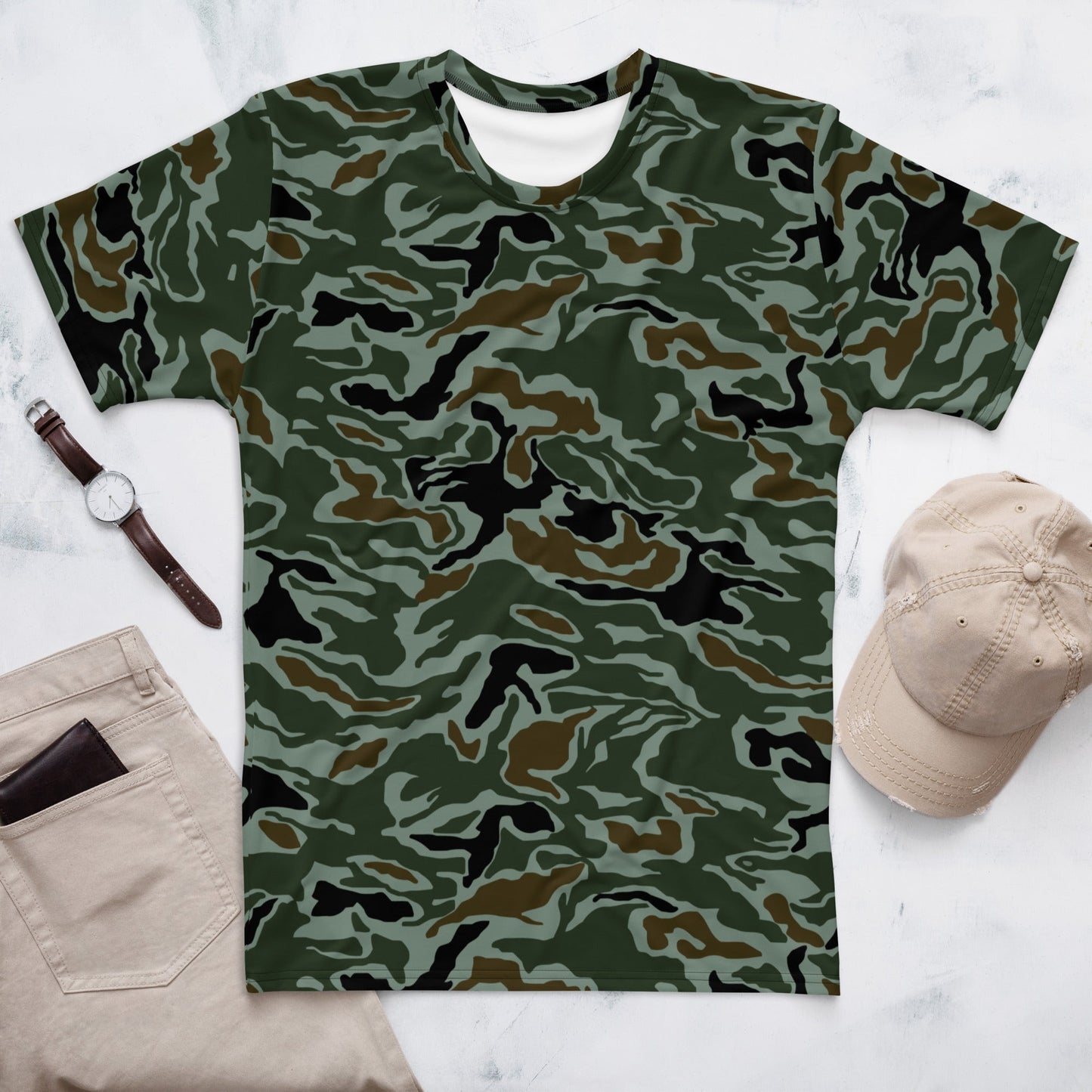 South Korean ROK Noodle Swirl CAMO Mens T-shirt - XS - T-Shirts