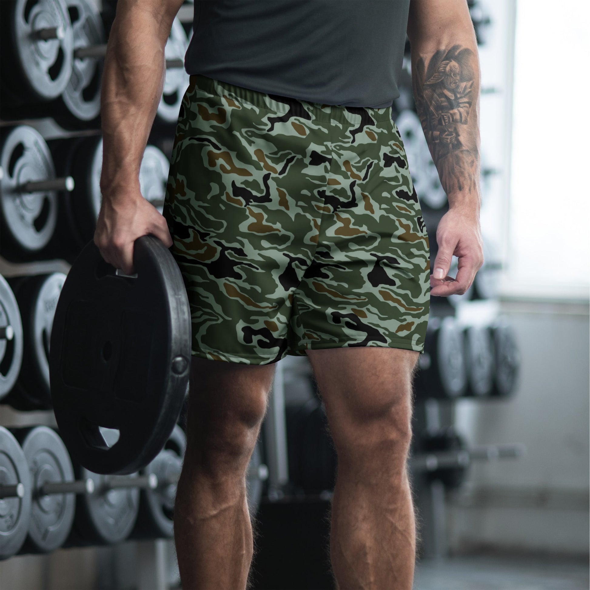 South Korean ROK Noodle Swirl CAMO Unisex Athletic Long Shorts - XS