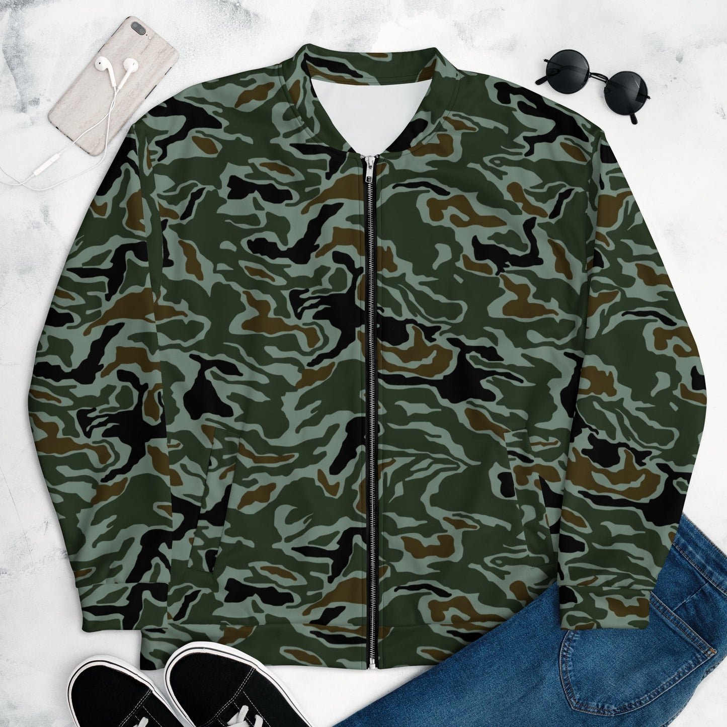 South Korean ROK Noodle Swirl CAMO Unisex Bomber Jacket - XS - Jackets