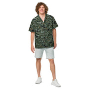 Noodle Swirl South Korean CAMO Unisex Short-Sleeve Button Shirt - 2XS - Button-Up