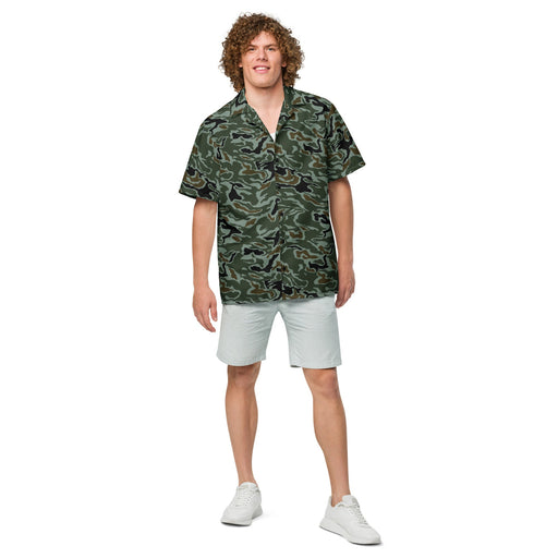Noodle Swirl South Korean CAMO Unisex Short-Sleeve Button Shirt - 2XS - Button-Up