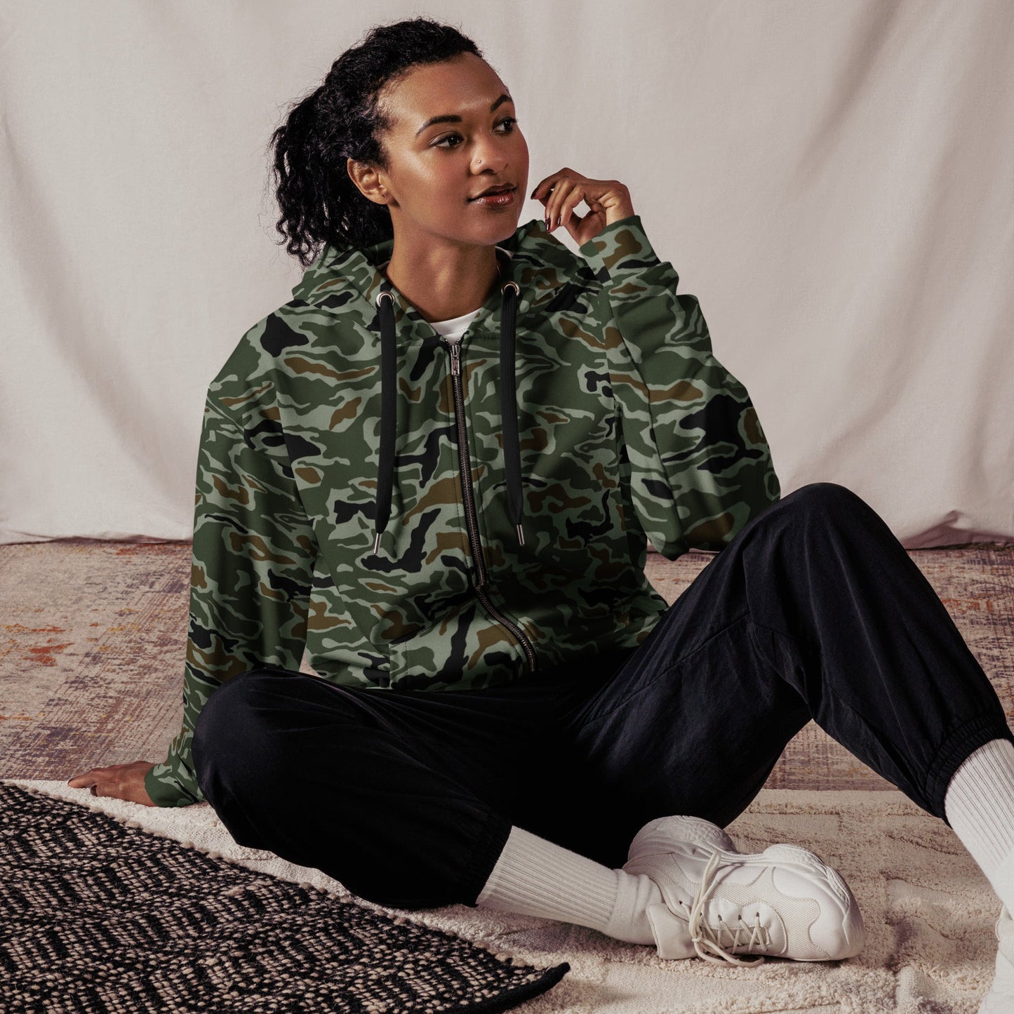 South Korean ROK Noodle Swirl CAMO Unisex zip hoodie - Zip Hoodies