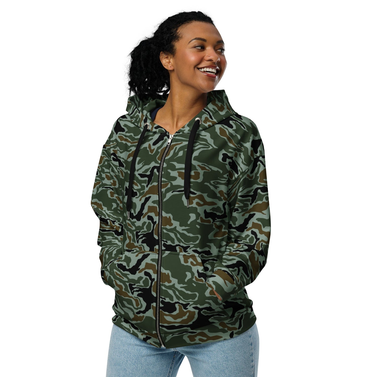 South Korean ROK Noodle Swirl CAMO Unisex zip hoodie - Zip Hoodies
