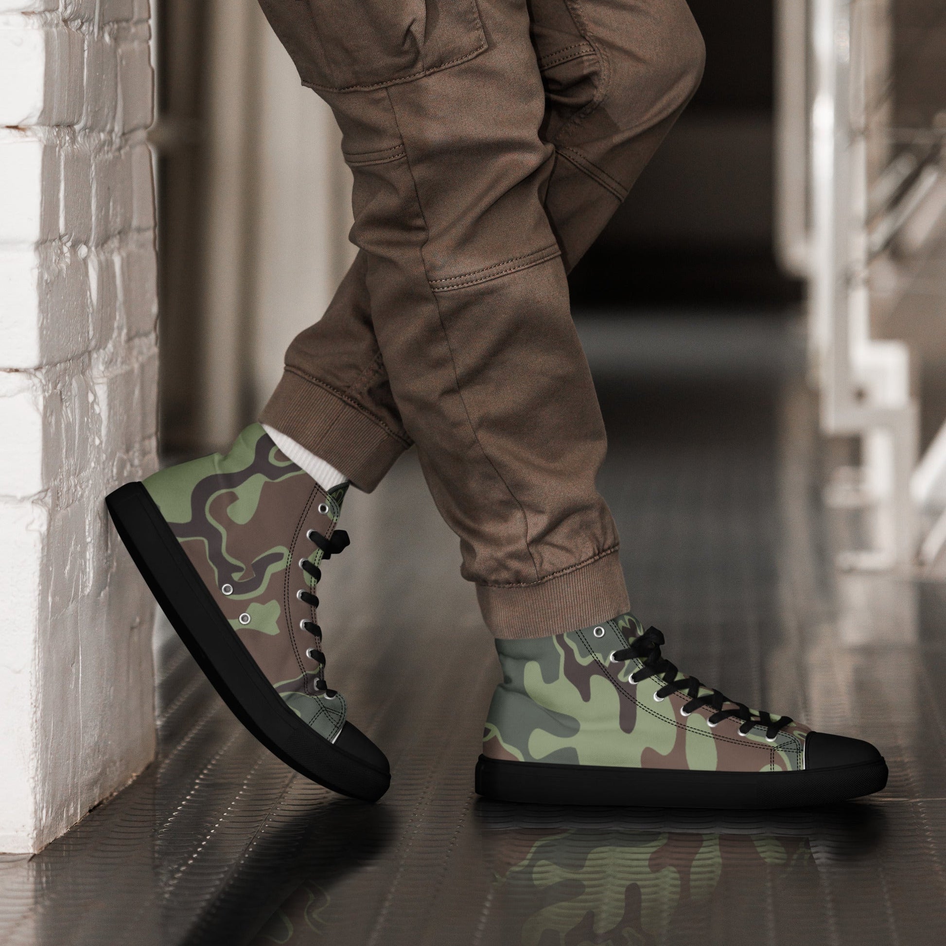 South Korean ROK Puzzle CAMO Mens high top canvas shoes - 5 - High Top Canvas Shoes