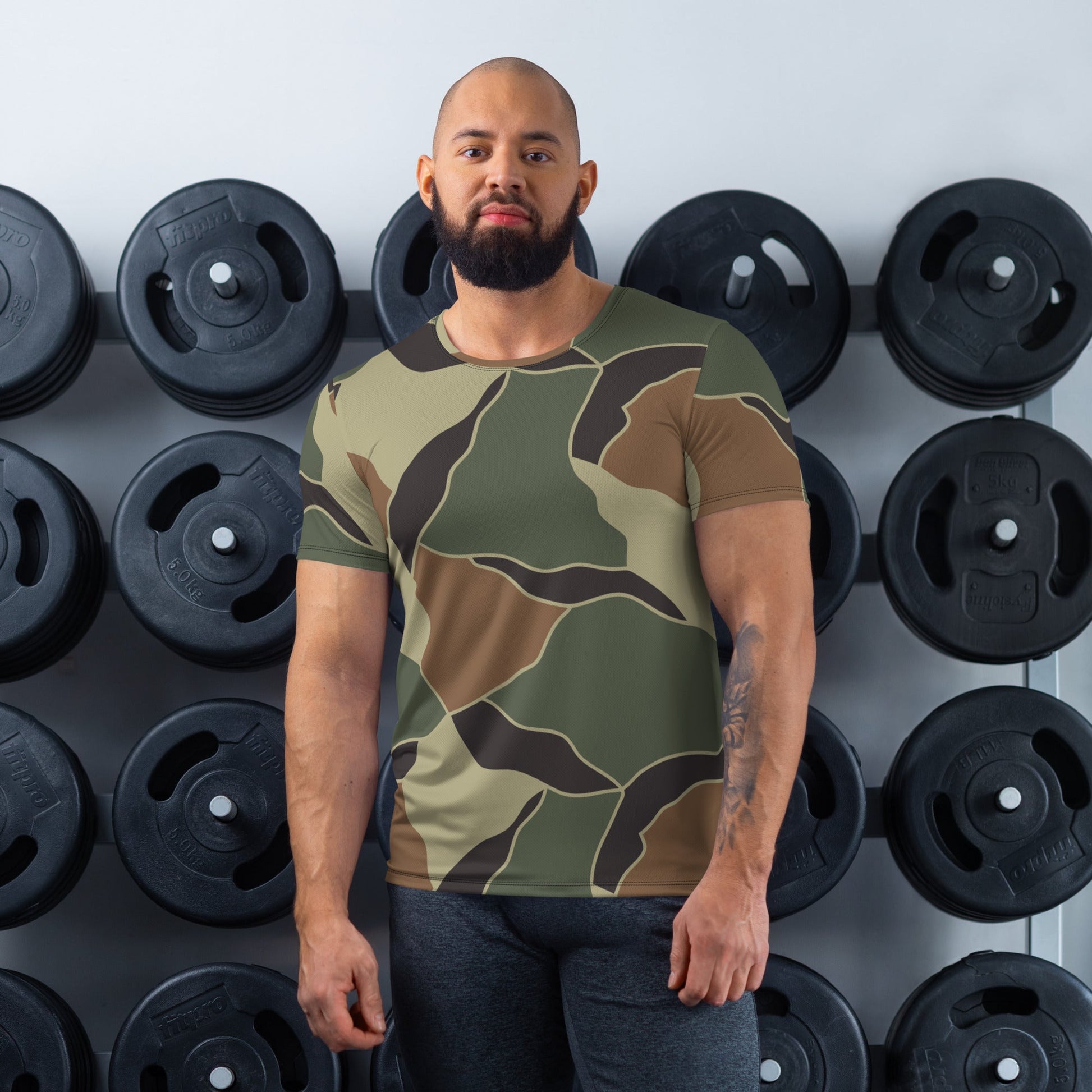 South Korean ROK Turtle Shell CAMO Mens Athletic T-shirt - XS - T-Shirts