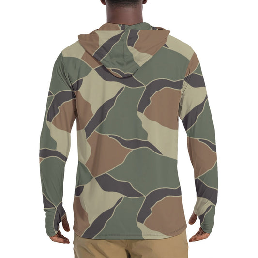 South Korean ROK Turtle Shell CAMO Mens Sunscreen Sports Hoodie With Thumb Holes