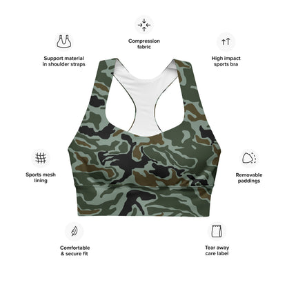 South Korean Special Forces Noodle Swirl CAMO Longline sports bra - Womens Sports Bra