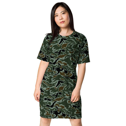 South Korean Special Forces Noodle Swirl CAMO T-shirt dress - 2XS