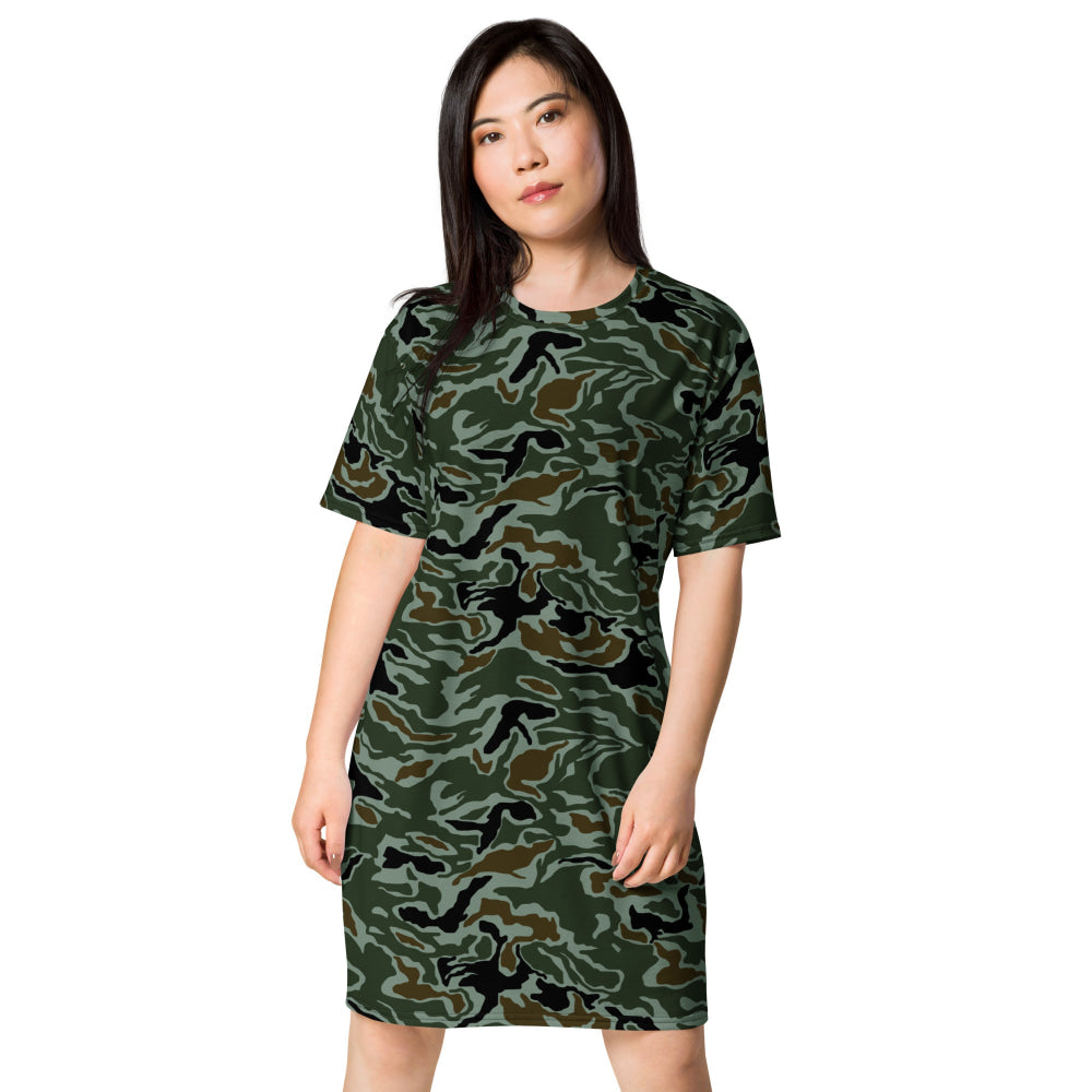 South Korean Special Forces Noodle Swirl CAMO T-shirt dress - 2XS - Womens T-Shirt Dress