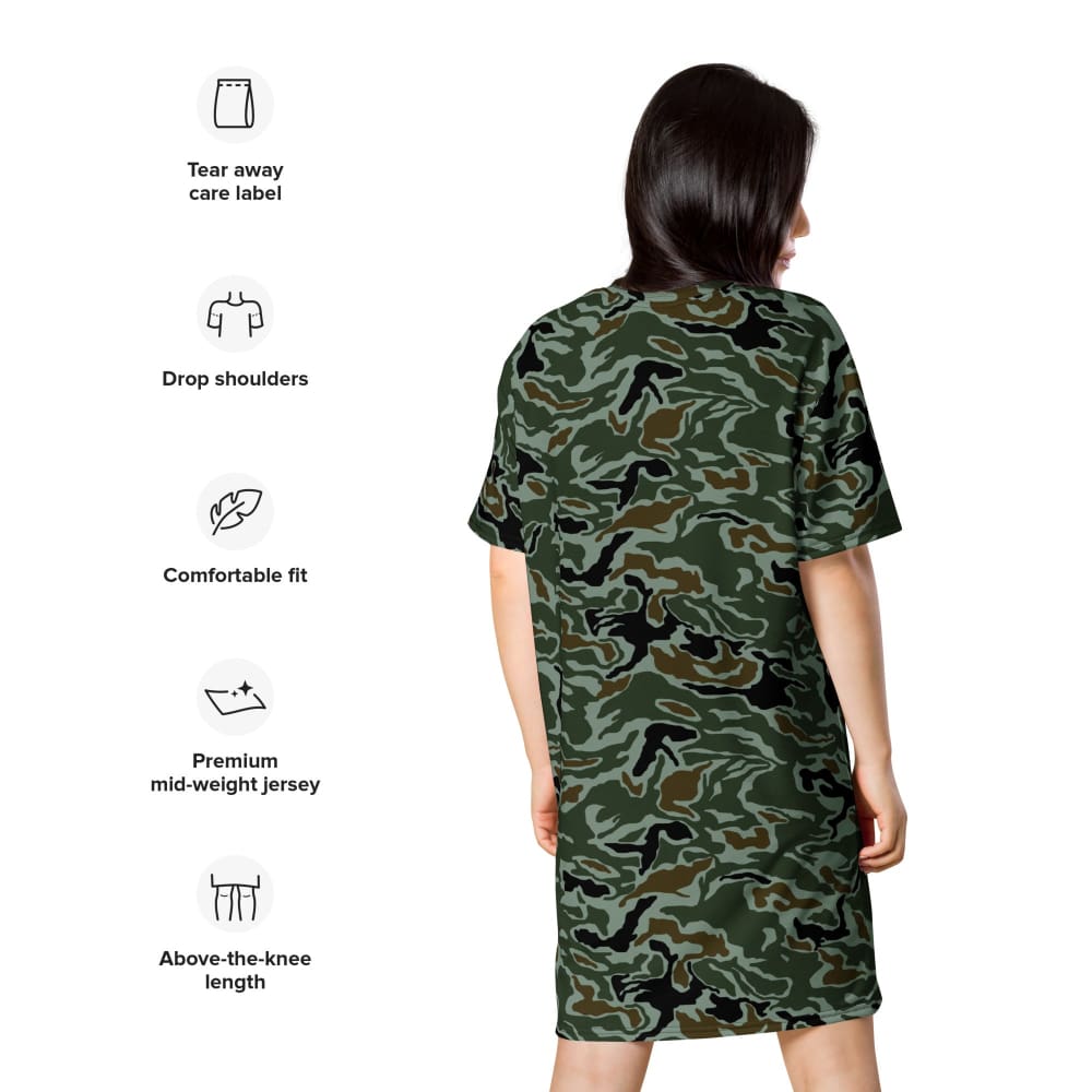 South Korean Special Forces Noodle Swirl CAMO T-shirt dress