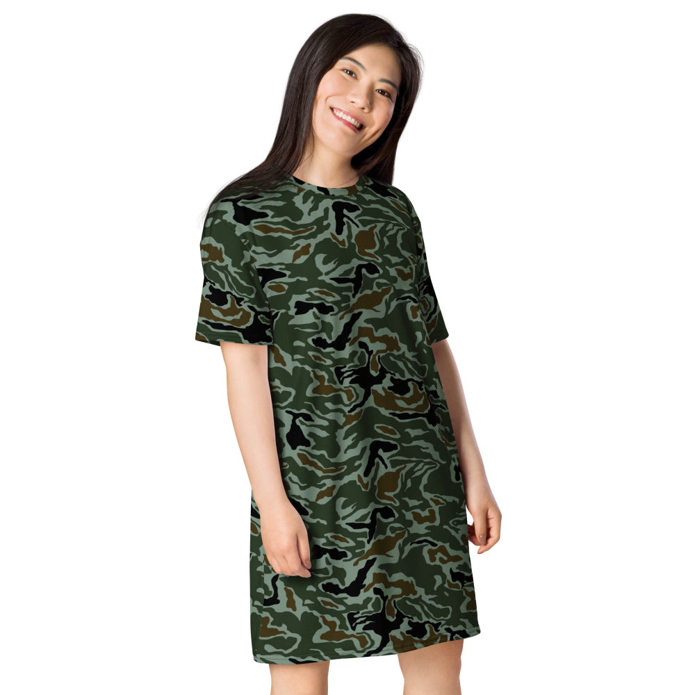 South Korean Special Forces Noodle Swirl CAMO T-shirt dress - Womens T-Shirt Dress