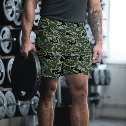 South Korean Special Forces Noodle Swirl CAMO Unisex Athletic Long Shorts - XS