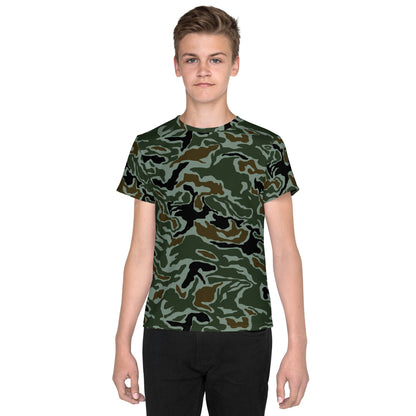 South Korean Special Forces Noodle Swirl CAMO Youth crew neck t-shirt - 8 - Crew Neck T-shirt