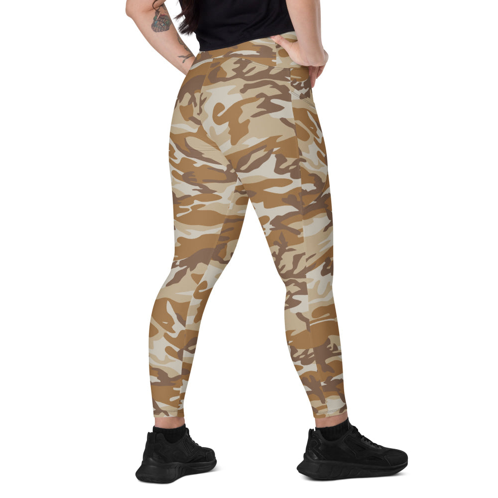 South Korean Tonghab Desert CAMO Leggings with pockets - 2XS - Womens With Pockets