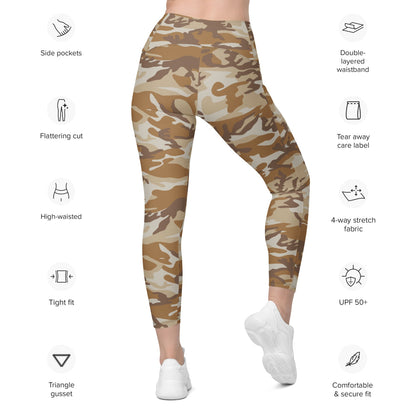 South Korean Tonghab Desert CAMO Leggings with pockets - Womens With Pockets