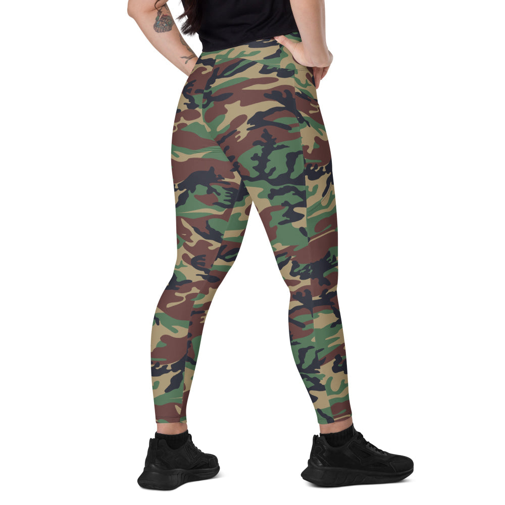 South Korean Tonghab Woodland CAMO Leggings with pockets - 2XS - Womens With Pockets