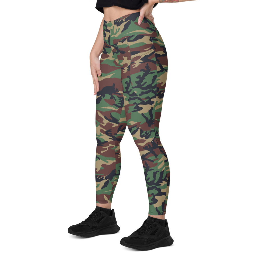 South Korean Tonghab Woodland CAMO Leggings with pockets - Womens With Pockets