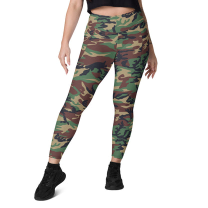 South Korean Tonghab Woodland CAMO Leggings with pockets - Womens With Pockets