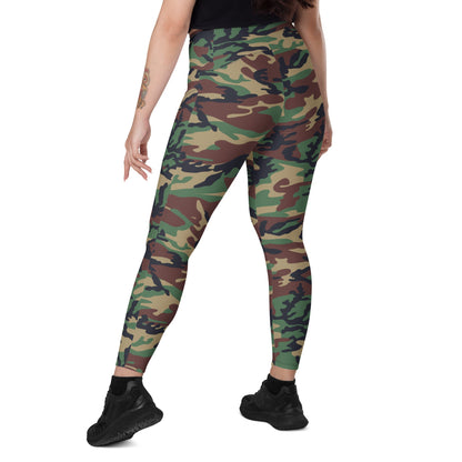 South Korean Tonghab Woodland CAMO Leggings with pockets - Womens With Pockets