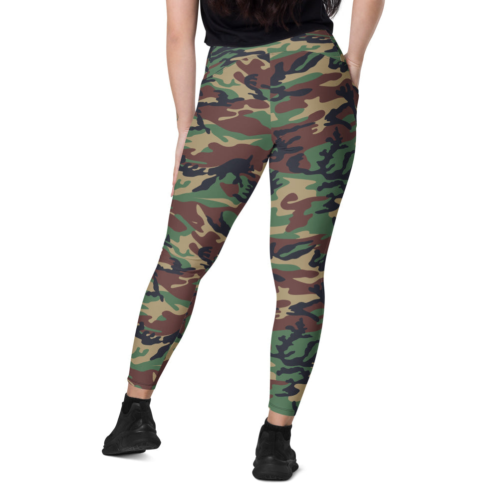 South Korean Tonghab Woodland CAMO Leggings with pockets - Womens With Pockets