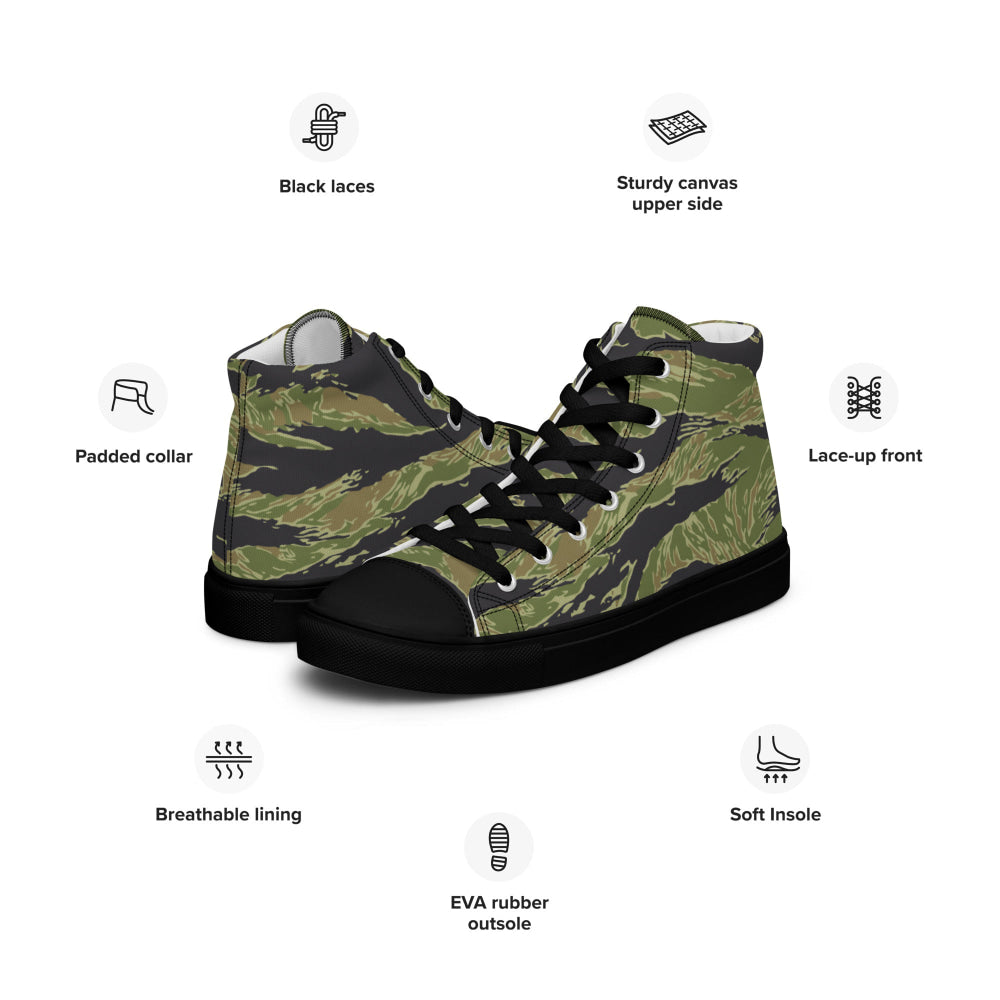 South Vietnam Original Tiger Stripe CAMO Men’s high top canvas shoes - Mens High Top Canvas Shoes