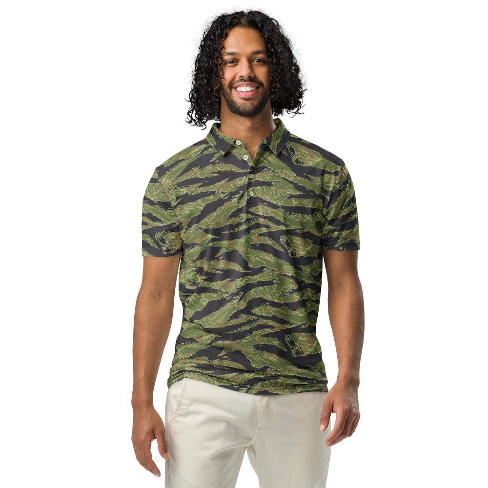 South Vietnam Original Tiger Stripe CAMO Men’s slim fit polo - Mens Slim Fit Polo