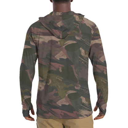 South Vietnamese DPM ARVN Airborne Brushstroke CAMO Mens Sunscreen Sports Hoodie With Thumb Holes