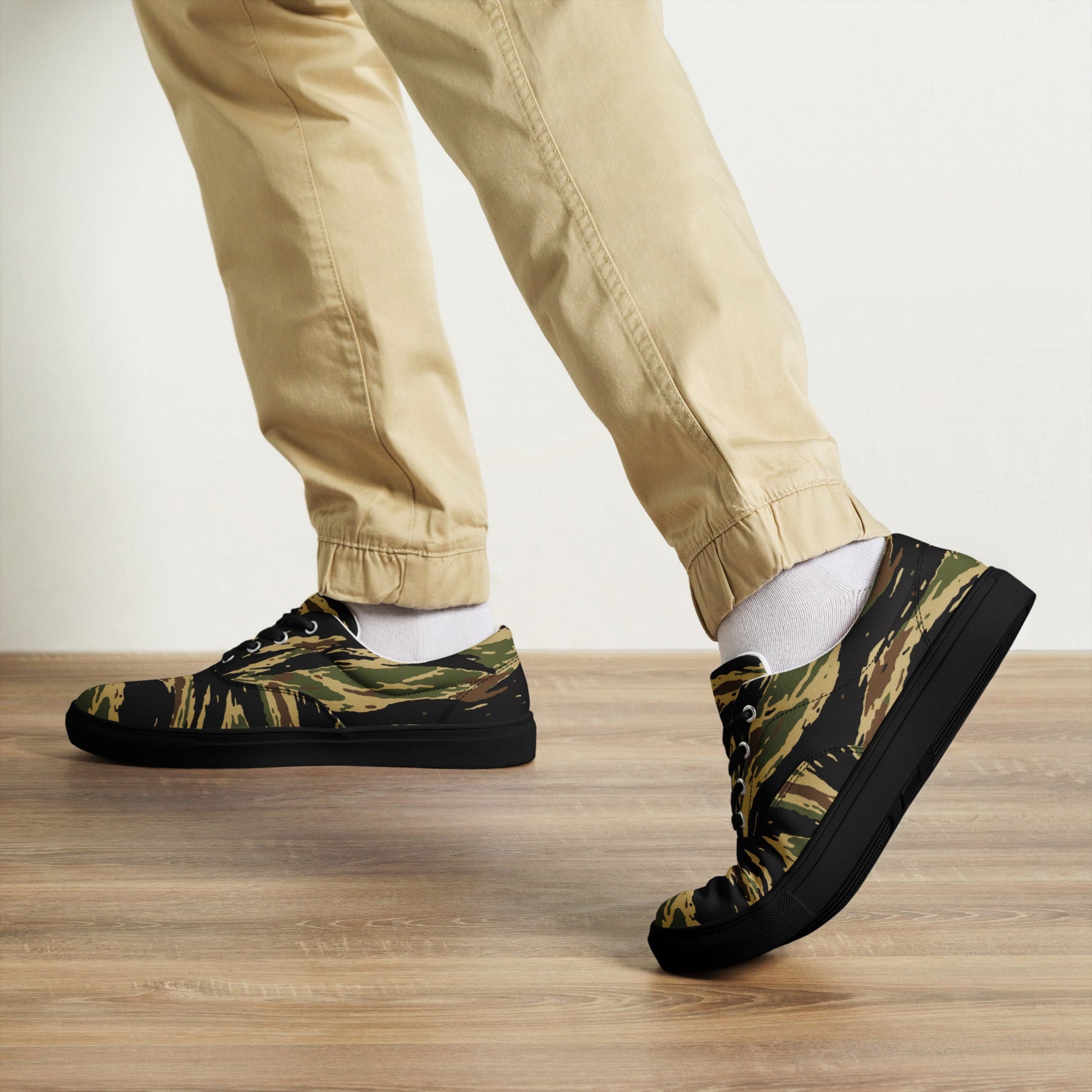 South Vietnamese Early War Tiger Stripe CAMO Mens Lace-Up Canvas Shoes - Lace-up
